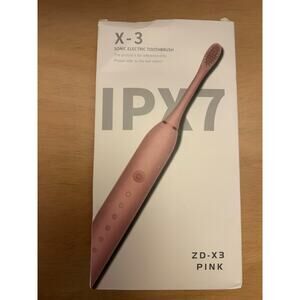 New IPX7 Sonic Electric Pink Toothbrush with 2 Brush Heads & USB Cable